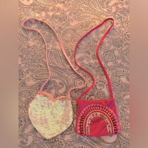 Set (2) Heart and Rainbow Sequin Crossbody Bags